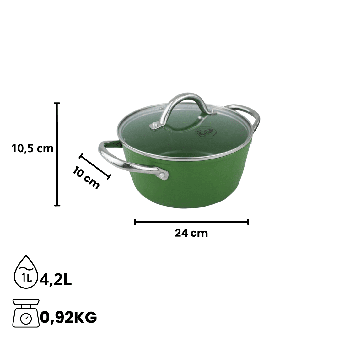 Por C&P - Cacerola Go Green 24 cm con tapa de cristal Por C&P