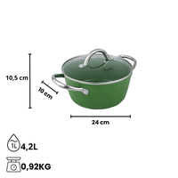 Por C&P - Cacerola Go Green 24 cm con tapa de cristal Por C&P