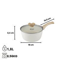 Por C&P - Sartén de acero Go Ivory de 18 cm con tapa de cristal Por C&P