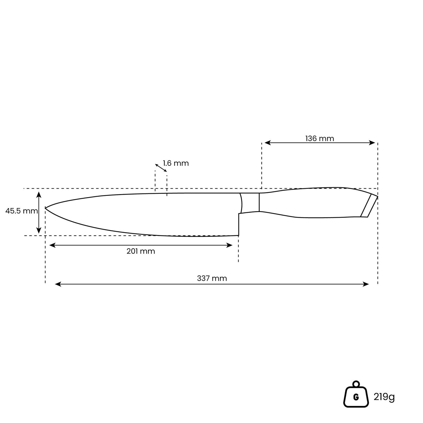 Madera de Damasco Pakka - Cuchillo de Chef Damasco 20 cm Cuchillos de Cocina Shinrai Japón