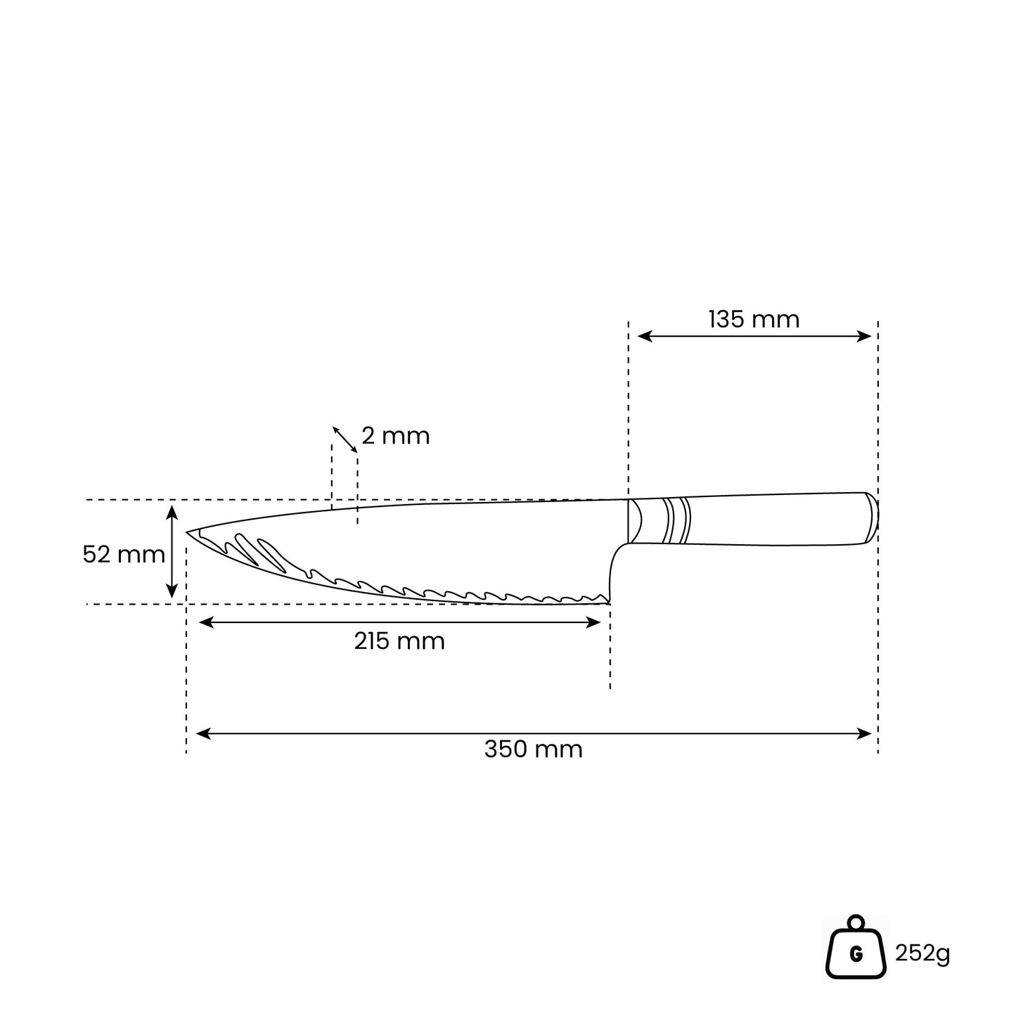 Cuchillo de chef de Damasco Dragonfire Micarta Jewels de 20 cm - Edición especial Shinrai Japón