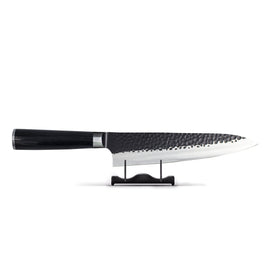 Acero Inoxidable Martillado Negro - Cuchillo Chef 20 cm Acero inoxidable martillado Serie Negra - Cuchillo de chef Shinrai Japón 20 cm