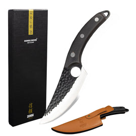 Serie Gladiator de acero inoxidable - Cuchillo de chef universal con funda - Negro Serie Gladiator RVS martillado - Cuchillo de chef universal con funda KookGigant