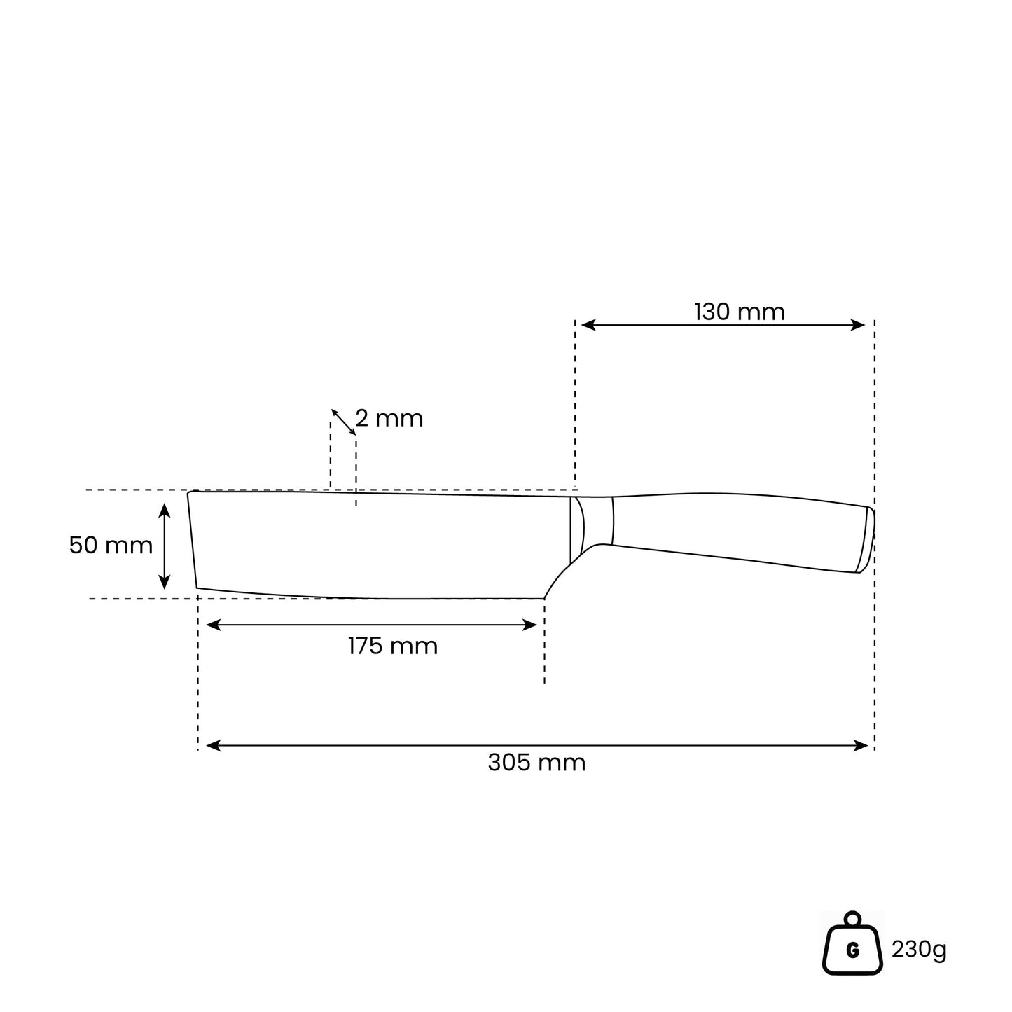 Nakiri de acero inoxidable martillado de 18 cm Shinrai Japón