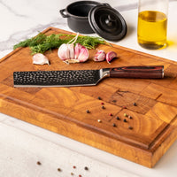 Nakiri de acero inoxidable martillado de 18 cm Shinrai Japón