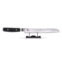 Cuchillo de pan japonés Yaxell Ran 23 cm 69 capas de acero inoxidable damasco con mango canvas-micarta Cuchillo de pan Yaxell