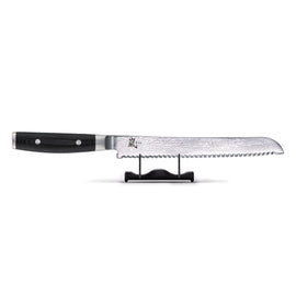 Yaxell - Cuchillo Pan Ran 23 cm Cuchillo de pan japonés Yaxell Ran 23 cm 69 capas de acero inoxidable damasco con mango canvas-micarta Cuchillo de pan Yaxell