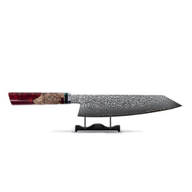 Ruby Octagon Damasco Kiritsuke 23 cm - Edición Especial Cuchillo Kiritsuke Damasco Rubí Octagonal Cuchillos de cocina Shinrai Japón