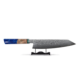 Zafiro Octágono Damasco Kiritsuke 23 cm - Edición Especial Cuchillo Kiritsuke Damasco Zafiro Octagon Cuchillos de cocina Shinrai Japón