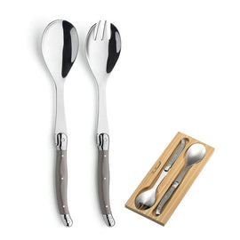 Lou Laguiole - Cubiertos para ensalada Tradition de 2 piezas - Taupe Lou Laguiole - Juego de ensalada de 2 piezas en caja de madera - gris topo Corte de losa Lou Laguiole