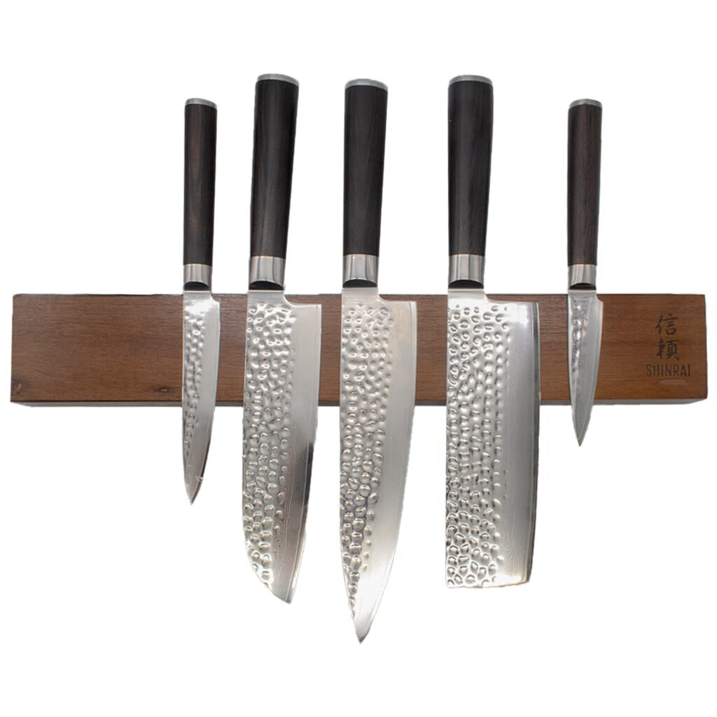 Tira magnética para pared con cuchillos - Bloque magnético para cuchillos de madera de acacia Shinrai Japón