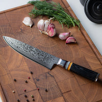 Micarta Jewels Black - Cuchillo de chef de Damasco de 20 cm Shinrai Japón