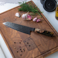 Cuchillos de cocina de edición especial Shinrai Japón, Kiritsuke de Damasco octagonal de ónix de 23 cm