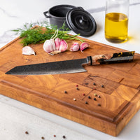 Cuchillos de cocina de edición especial Shinrai Japón, Kiritsuke de Damasco octagonal de ónix de 23 cm