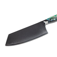 Cuchillo Nakiri de Damasco con Joyas de Nácar de 17 cm Shinrai Japón