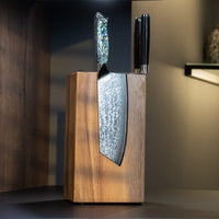 Cuchillo Nakiri de Damasco con Joyas de Nácar de 20 cm Shinrai Japón