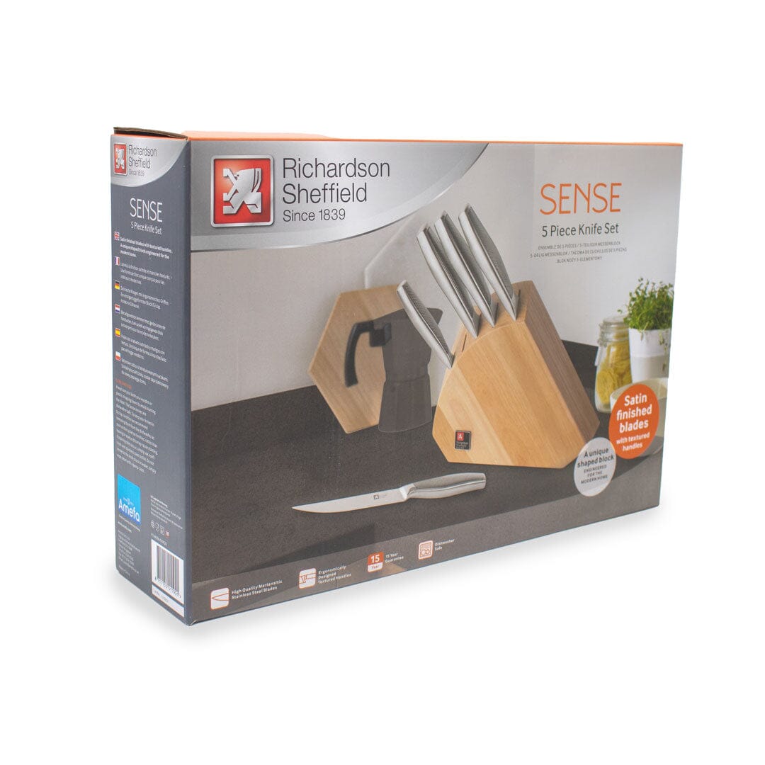 Richardson Sheffield - Juego de cuchillos Sense de 5 piezas con bloque - Juego de cuchillos de madera con bloque Richardson Sheffield