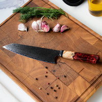 Cuchillos de cocina de edición especial Kiritsuke Damasco Octagonal Rubí de 23 cm de Shinrai Japón
