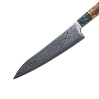 Cuchillo de chef de Damasco con joyas de zafiro epoxi de 23 cm - Edición especial Shinrai Japón