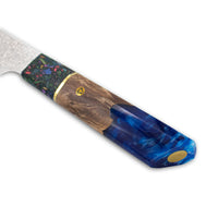 Cuchillo de chef de Damasco con joyas de zafiro epoxi de 23 cm - Edición especial Shinrai Japón