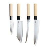 Satake - Juego de cuchillos japoneses de 4 piezas Juego de cuchillos de madera de magnolia Satake