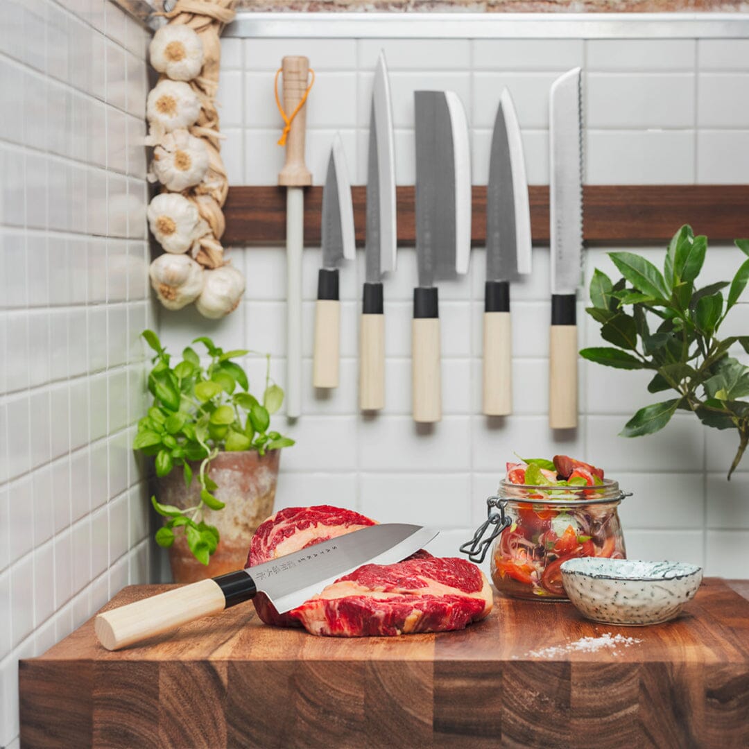 Satake - Cuchillo de cocinero japonés Madera de Magnolia 21 cm Cuchillo de cocinero Satake