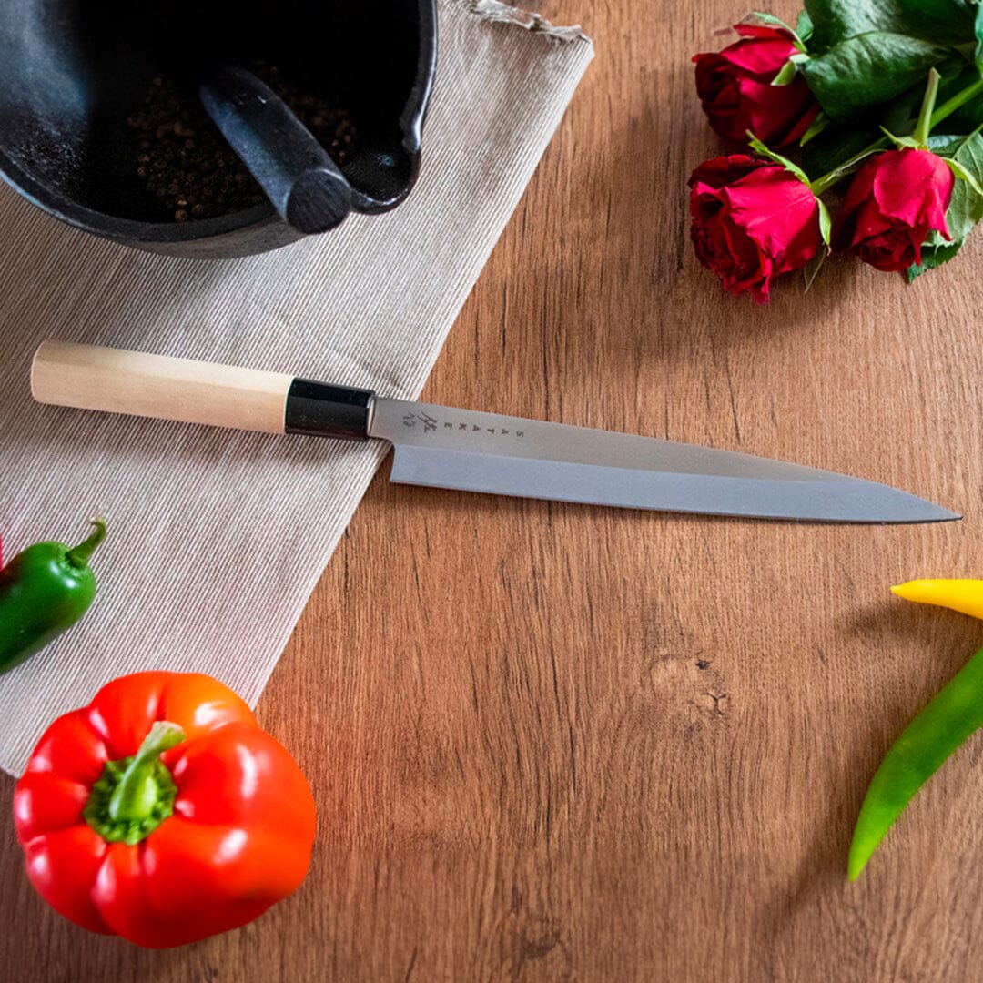 Satake - Cuchillo de trinchar japonés Madera de Magnolia 21 cm Cuchillo de trinchar Satake