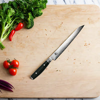 Cuchillo fileteador / cuchillo para sushi Yaxell Ran 25,5 cm Acero inoxidable damasco de 69 capas con mango de lona-micarta Yaxell
