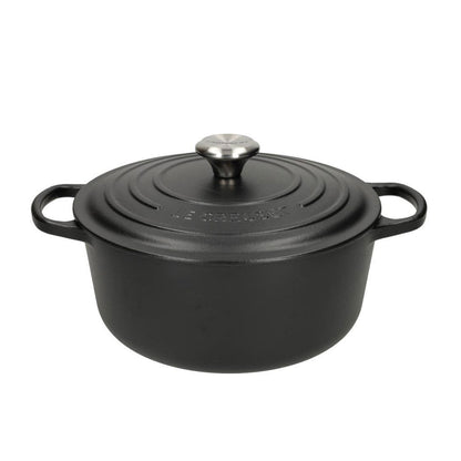 LeCreuset - Asar- / Cacerola Signature redonda Negro Mate 24cm 4,2l (interior negro)