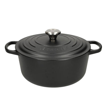 LeCreuset - Asar- / Cacerola Signature redonda Negro Mate 24cm 4,2l (interior negro)