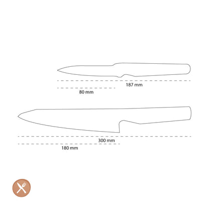 Global - G-5531 Cuchillo Chef + Cuchillo Oficina