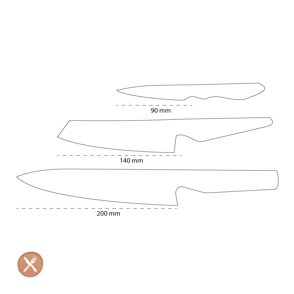 Global - G-2538 Cuchillo cocinero + Cuchillo verdura + Cuchillo oficina