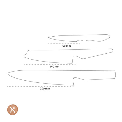 Global - G-2538 Cuchillo cocinero + Cuchillo verdura + Cuchillo oficina