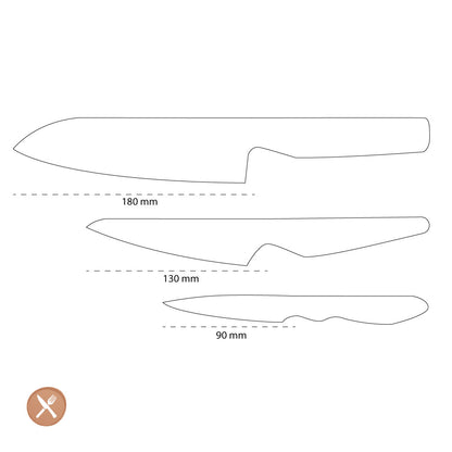 Global - G-46338 Cuchillo Santoku + Cuchillo para carne + Cuchillo mondador