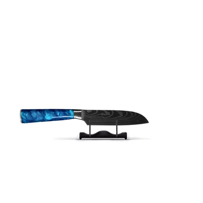 Série japonaise d&#39;impression saphir époxy Damas - Petit couteau Santoku (13 cm)