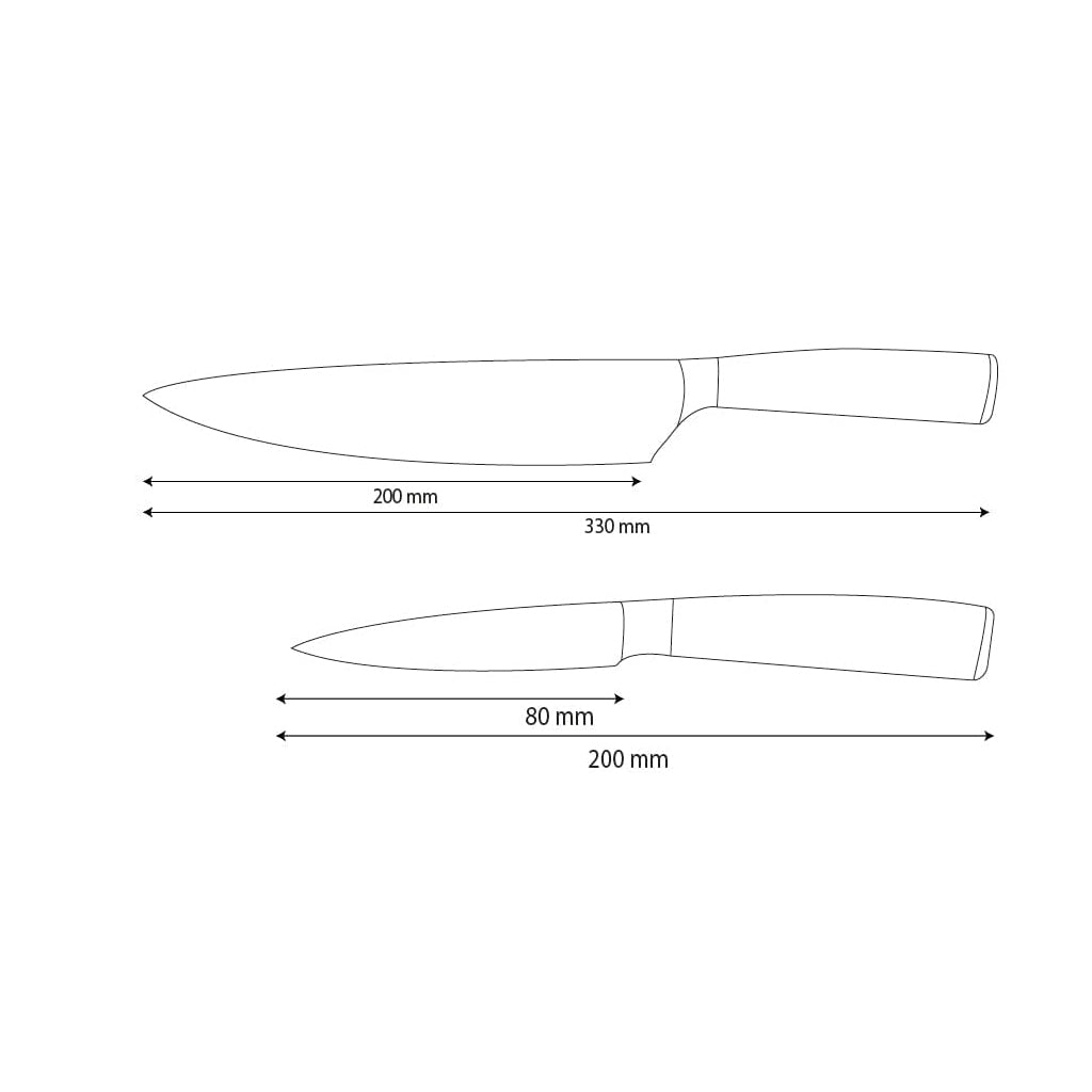 Shinrai Knives - Juego de 2 cuchillos de acero inoxidable martillado - Cuchillo de chef + cuchillo para pelar