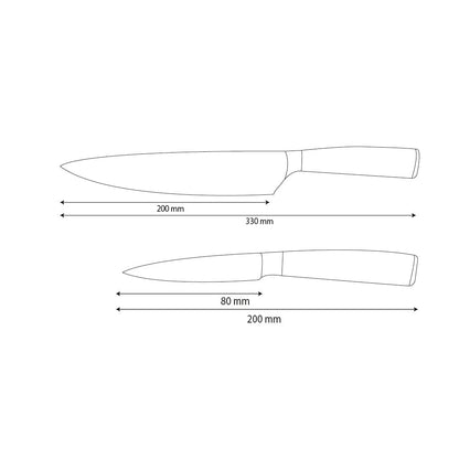 Shinrai Knives - Juego de 2 cuchillos de acero inoxidable martillado - Cuchillo de chef + cuchillo para pelar