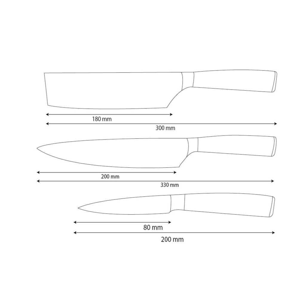 Shinrai Knives - Juego de 3 cuchillos de acero inoxidable martillado: cuchillo de chef, nakiri y cuchillo para pelar