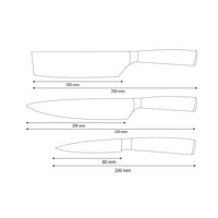Shinrai Knives - Juego de 3 cuchillos de acero inoxidable martillado: cuchillo de chef, nakiri y cuchillo para pelar