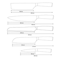 Shinrai Knives - Juego de 5 cuchillos de acero inoxidable martillado: cuchillo de chef, cuchillo de pan, nakiri, santoku y cuchillo para pelar