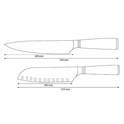 Shinrai Knives - Ensemble de 2 couteaux Damas Micarta Jewels - Couteau de chef + Santoku
