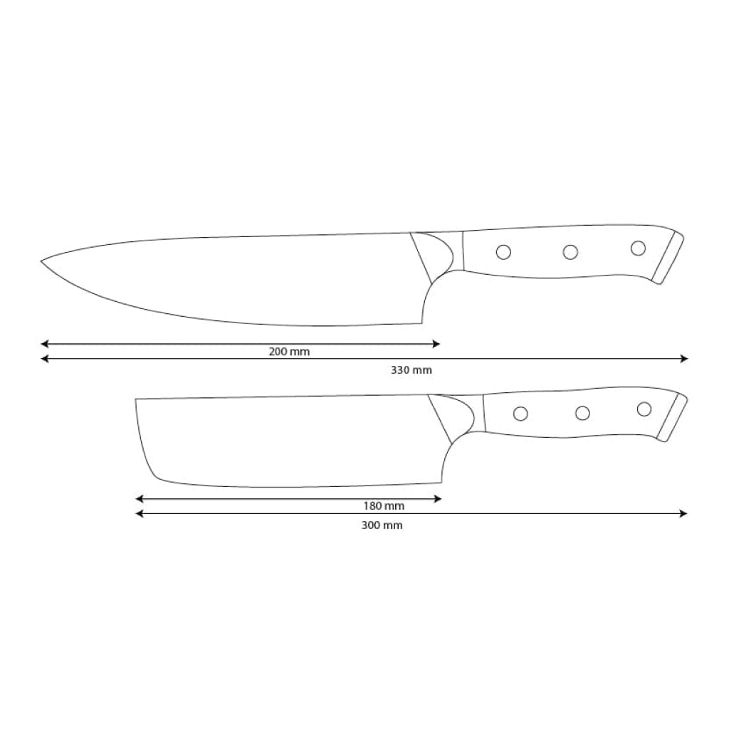 Shinrai Knives - Juego de 2 cuchillos de Damasco Eclipse - Cuchillo de chef + nakiri