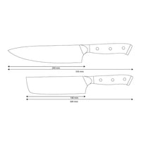 Shinrai Knives - Juego de 2 cuchillos de Damasco Eclipse - Cuchillo de chef + nakiri