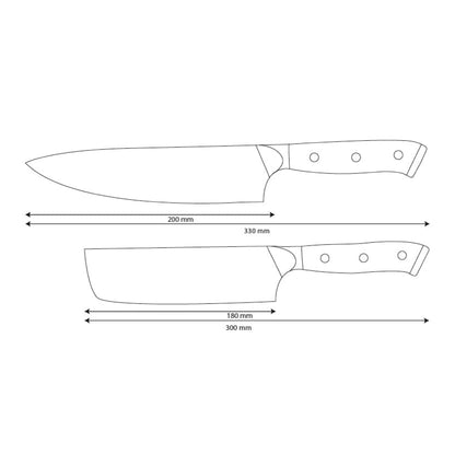 Shinrai Knives - Juego de 2 cuchillos de Damasco Eclipse - Cuchillo de chef + nakiri