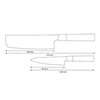 Cuchillos Shinrai - Juego de cuchillos Damasco Takumi Kaza de 2 piezas - Nakiri + cuchillo pelador