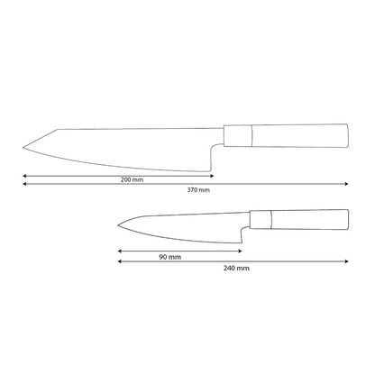 Cuchillos Shinrai - Juego de cuchillos Damasco Takumi Kaza de 2 piezas - Kiritsuke + cuchillo pelador