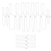 Shinrai Knives - Juego de cuchillos de 14 piezas con estampado de Damasco - Colección Master XXL