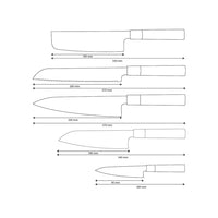 Shinrai Knives - Juego de cuchillos Damasco Takumi Kaza de 5 piezas - Cuchillo de chef + Cuchillo para pan + Nakiri + Santoku + Cuchillo pelador