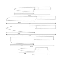 Shinrai Knives - Juego de cuchillos damasco Takumi Kaza de 5 piezas - Cuchillo de chef + Cuchillo para pan + Cuchillo Nakiri + Cuchillo de oficina + Cuchillo de pelar