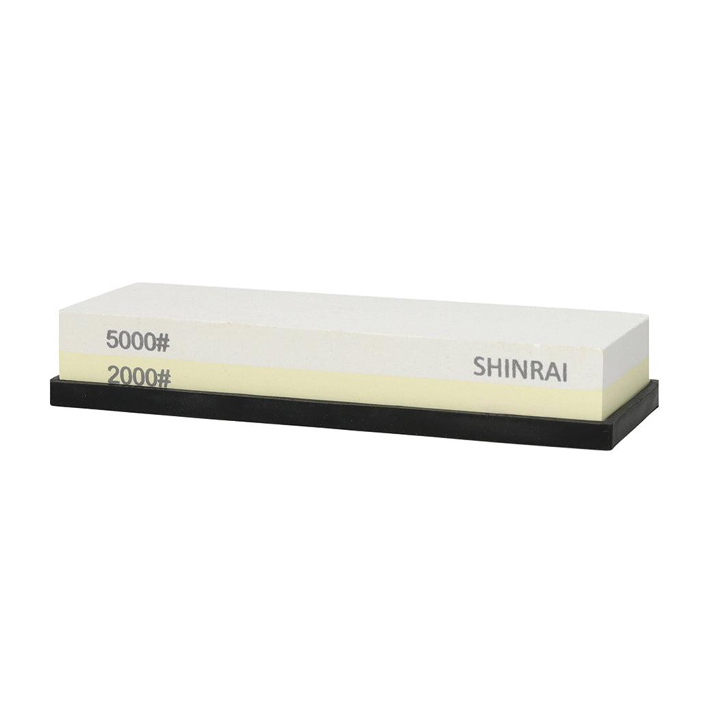 Cuchillos Shinrai - Juego de 7 cuchillos con estampado de Damasco + Bloque de cuchillos + Piedra de afilar